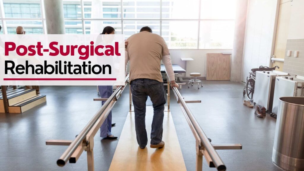 Post-Surgical Rehabilitation in Langley - Man Walking on Parallel Bars