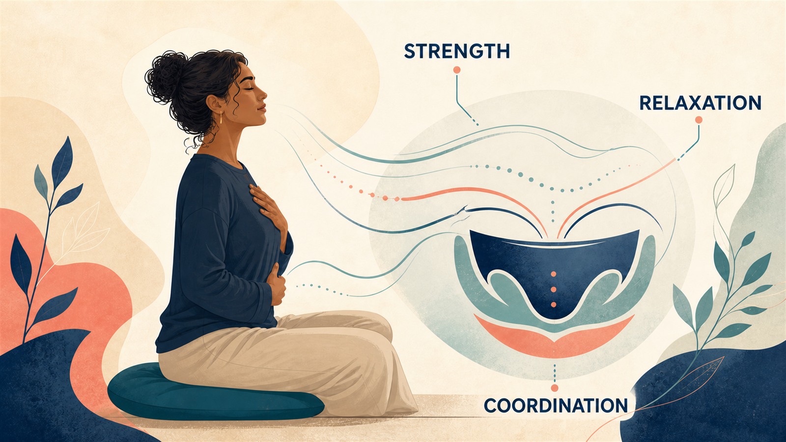 Strength, relaxation and coordination all contribute to pelvic floor function.